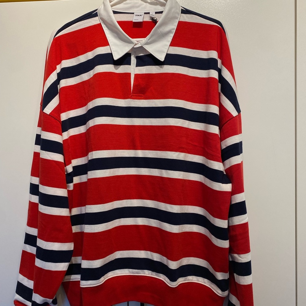 BNWT- $60 obo 🙂- Red, White, and Navy Striped Polo Shirt